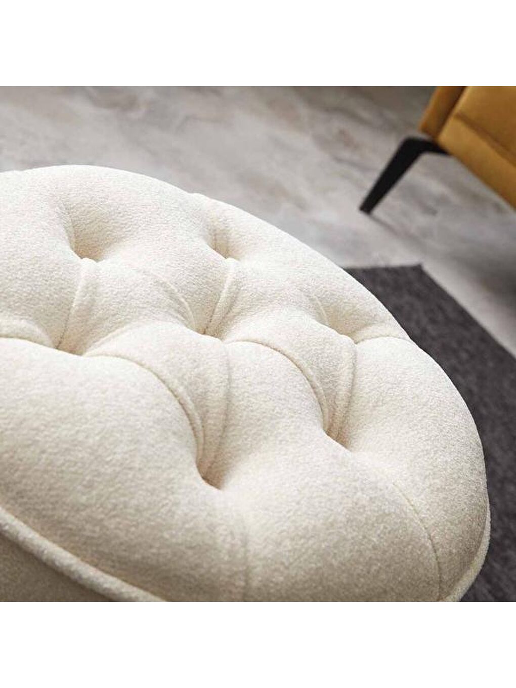 Ekru Konik Silindir Puf - Krem-8