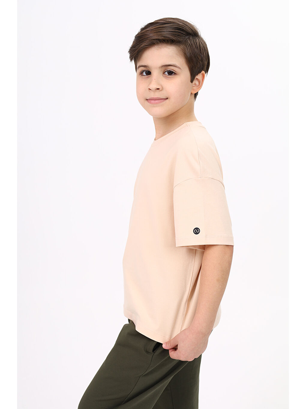 Bej Erkek Çocuk Baskılı Tişört-1