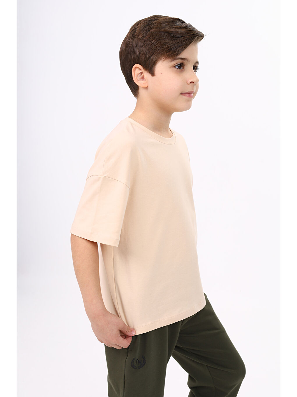 Bej Erkek Çocuk Baskılı Tişört-3