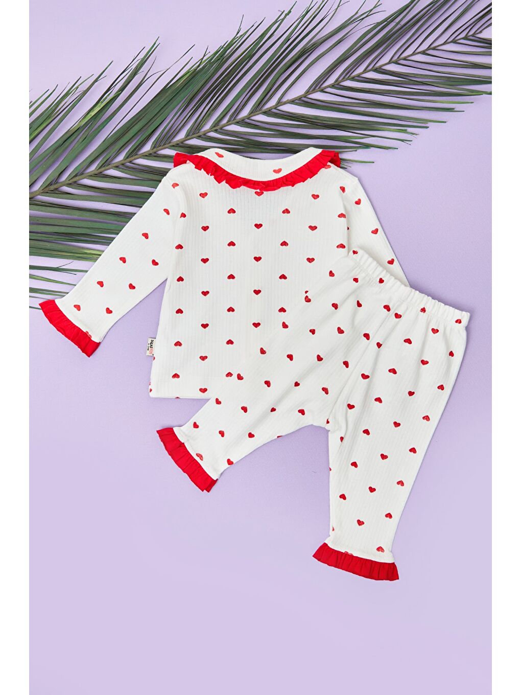 Kırmızı Bandanalı Fitilli Kız Çocuk Pijama Takımı-1