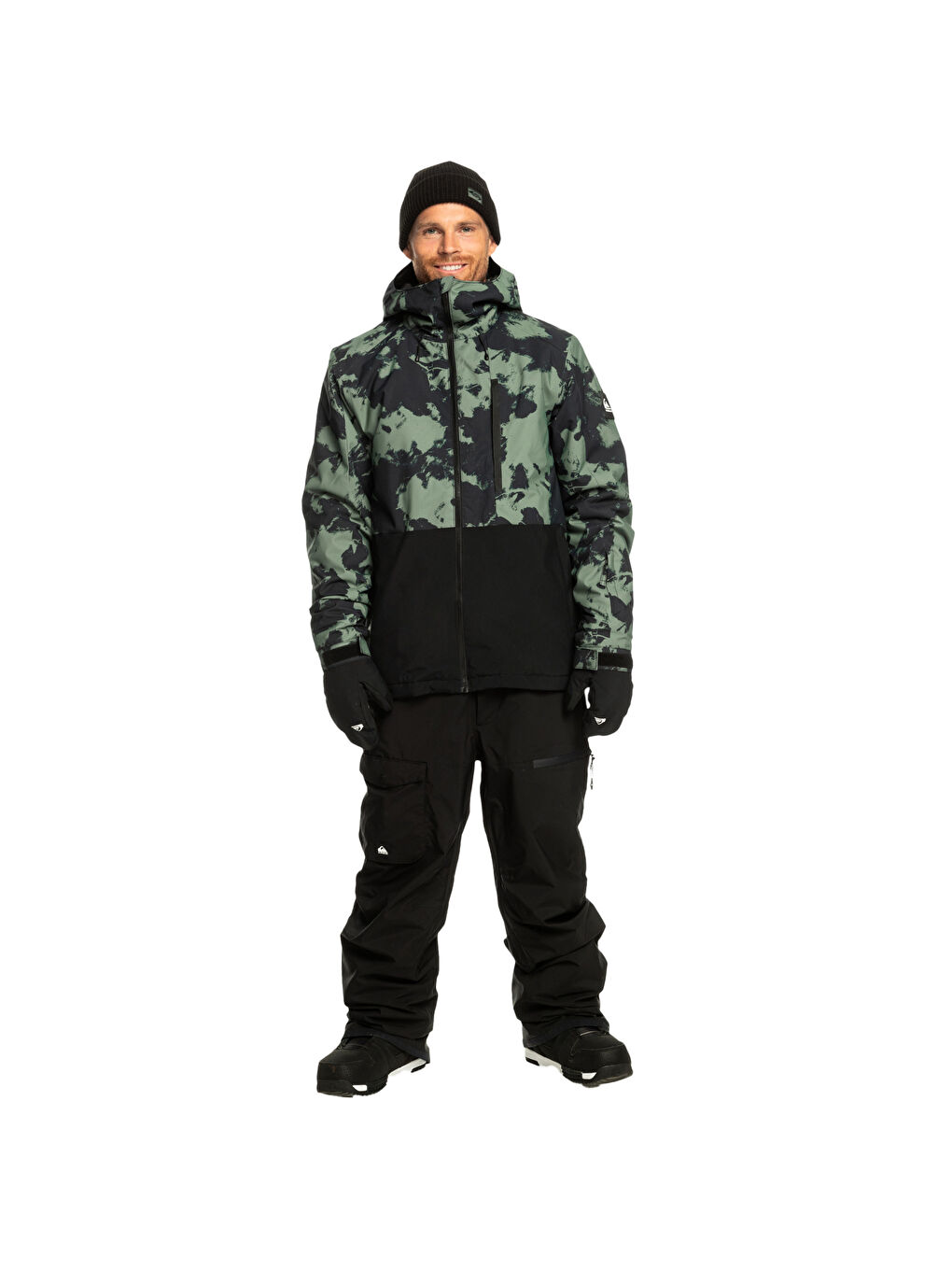 Mission Printed Block Erkek Yeşil Snowboard Ceketi Kayak Montu-6