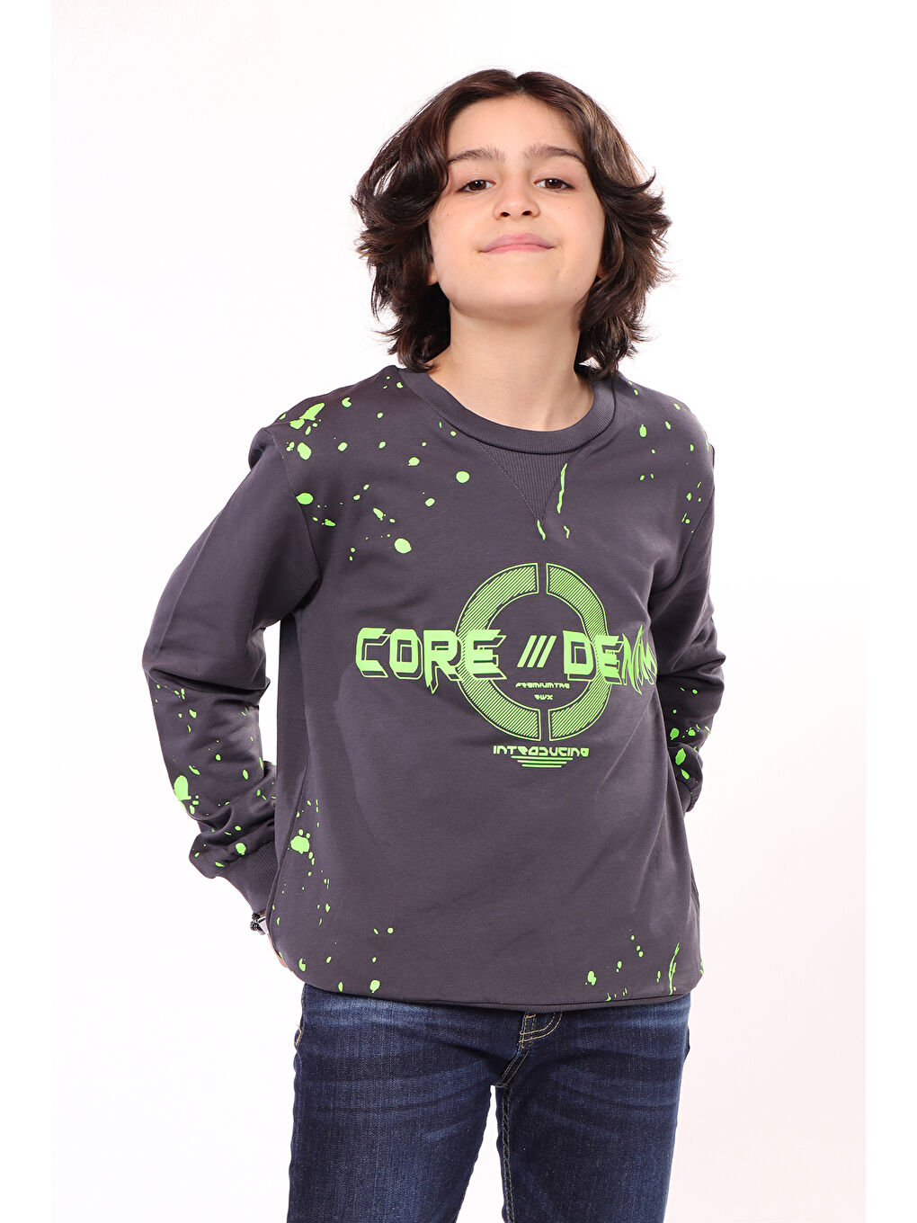 Antrasit Erkek Çocuk Baskılı Sweatshirt-1