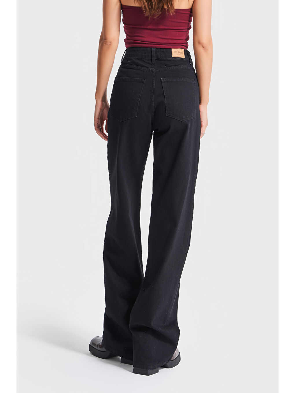 Kadın Siyah Renk Doris 1S5-1 Straight Fit Yüksek Bel %100 Pamuk Denim Jean-2