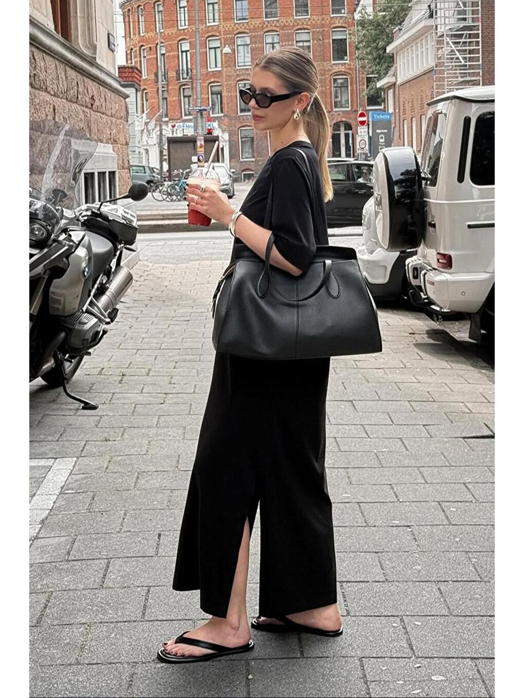 Siyah Basic Yırtmaçlı Kadın Elbise Mg2523-2