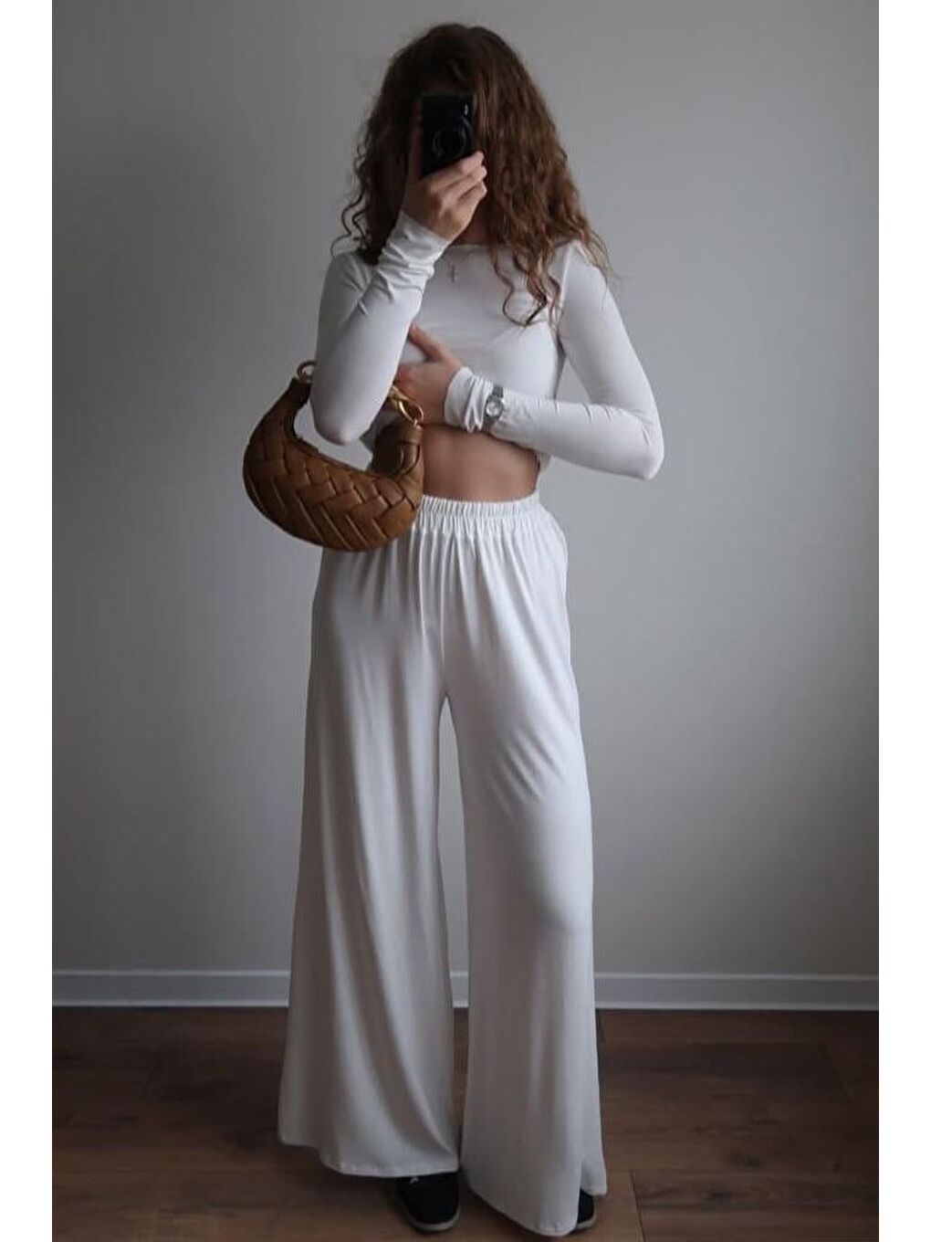 Ekru Kayık Yaka Uzun Kollu Kadın Top Body Mg2267-3