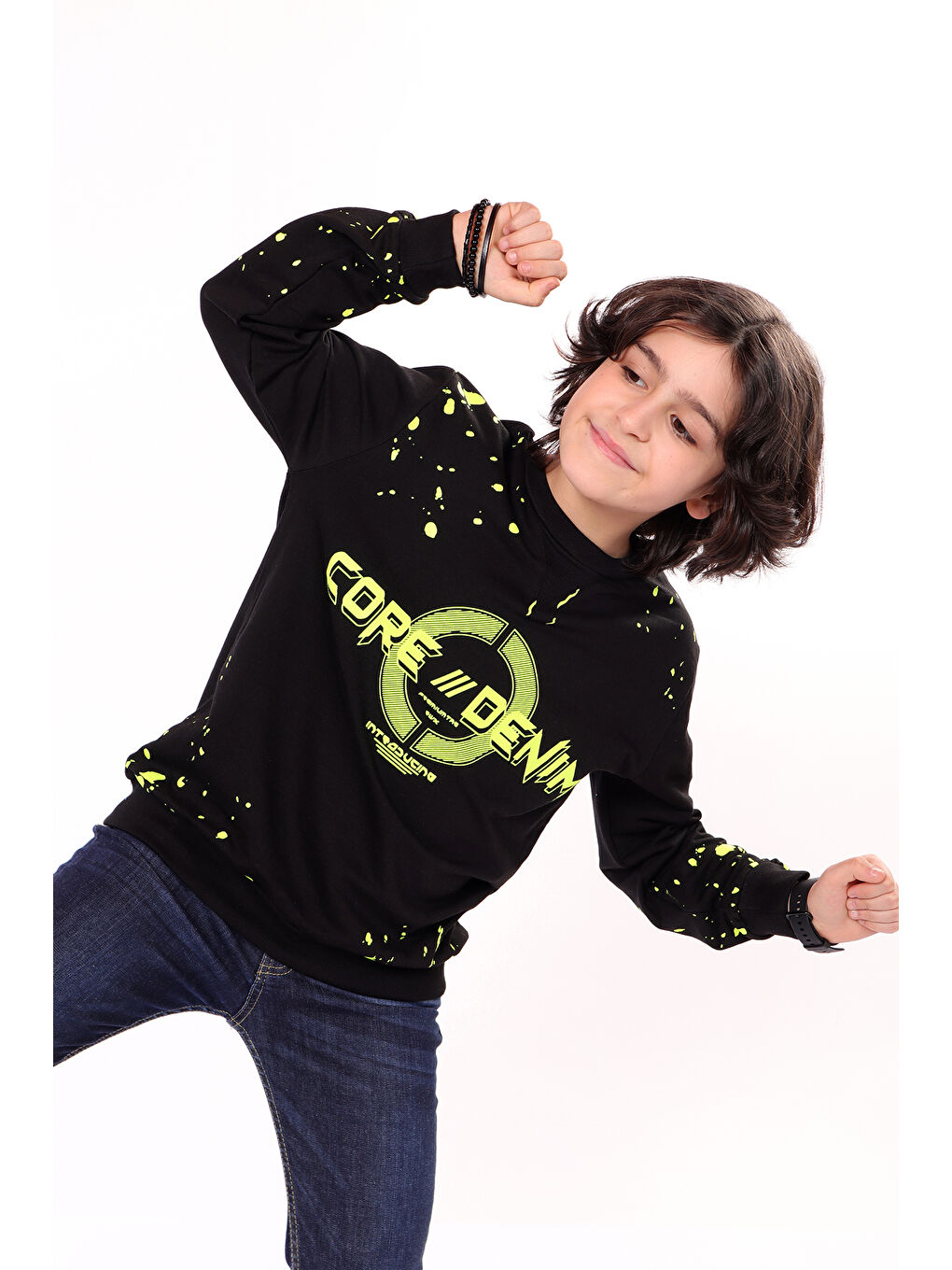 Siyah Erkek Çocuk Baskılı Sweatshirt