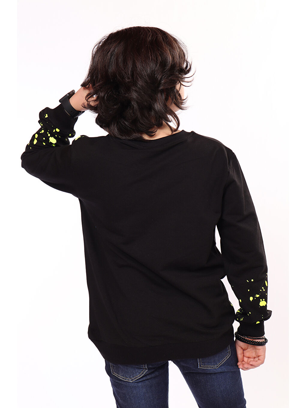 Siyah Erkek Çocuk Baskılı Sweatshirt-1