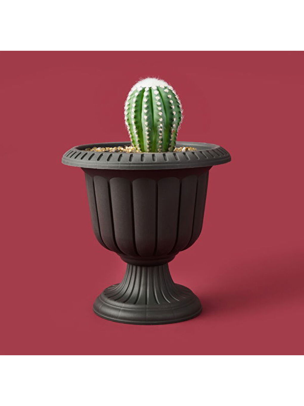 Karışık Ayaklı Plastik Saksı - Antrasit - 20,5x30x30 cm