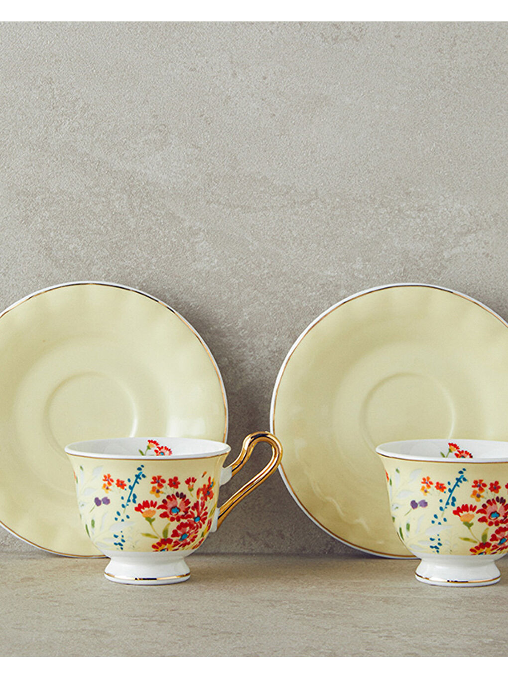 Miranda New Bone China Kahve Fincan Takımı 4 Parça 2 Kişilik Açık Sarı-1