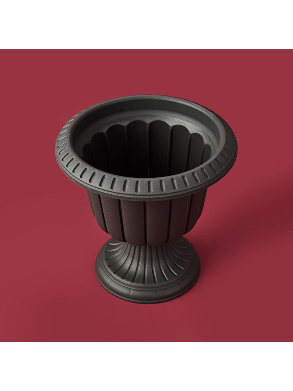 Karışık Ayaklı Plastik Saksı - Antrasit - 20,5x30x30 cm-3