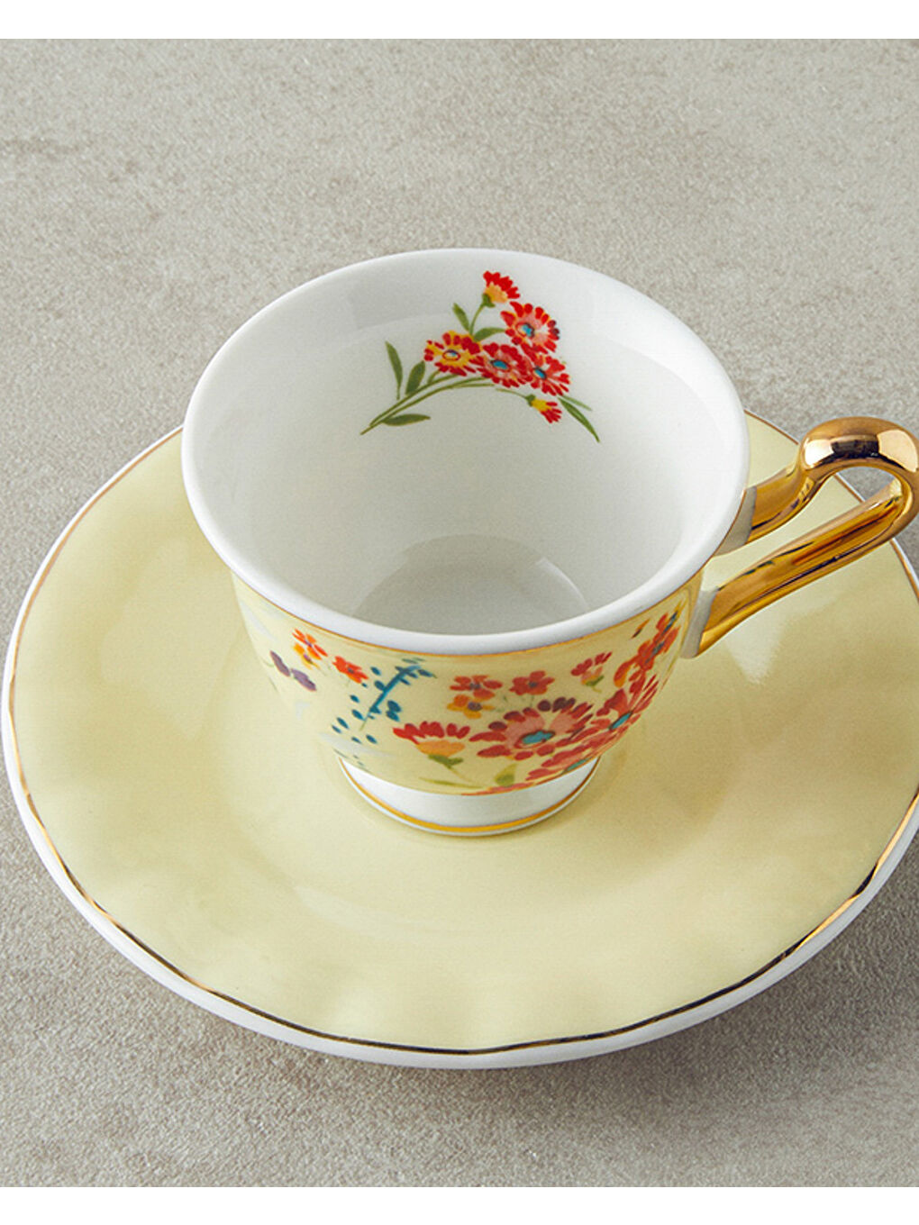 Miranda New Bone China Kahve Fincan Takımı 4 Parça 2 Kişilik Açık Sarı-2