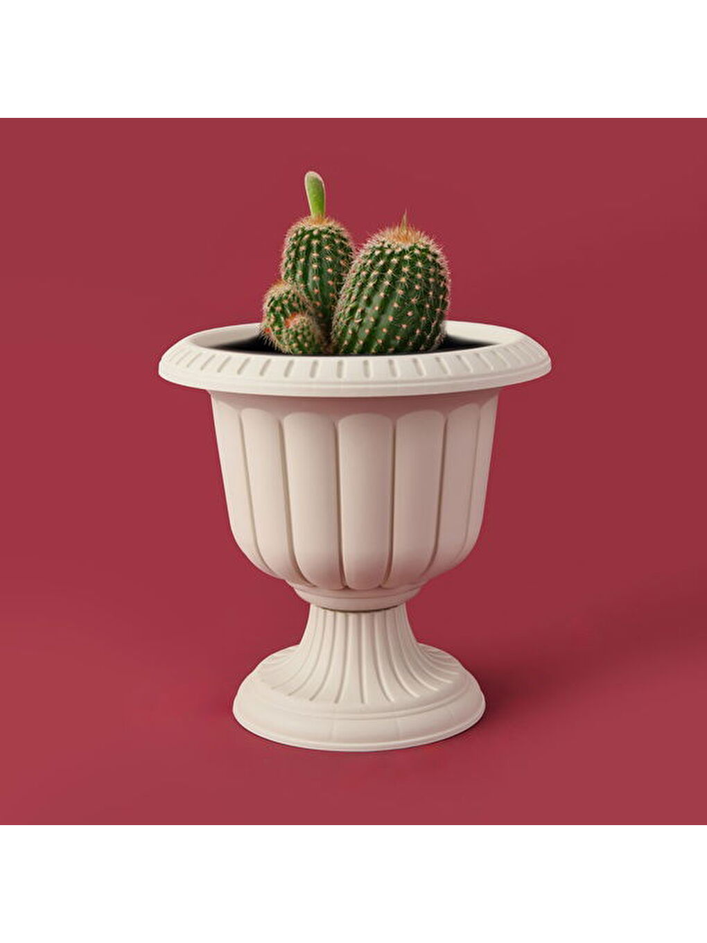 Ayaklı Plastik Saksı - Beyaz - 20,5x30x30 cm