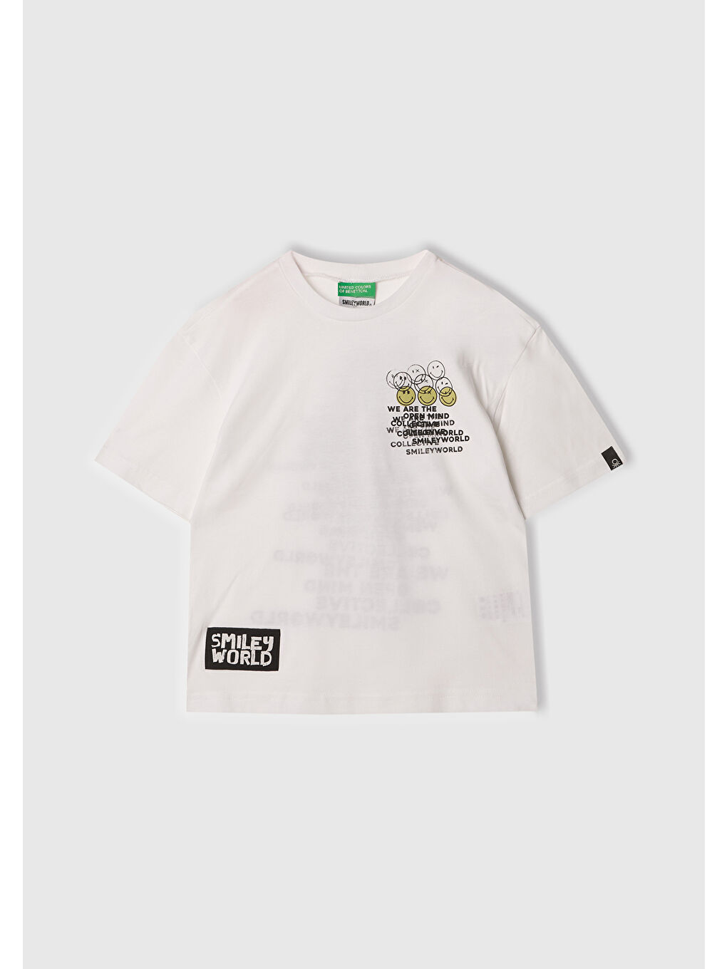 Erkek Çocuk Beyaz Smiley World Baskılı Logo Etiketli T-Shirt