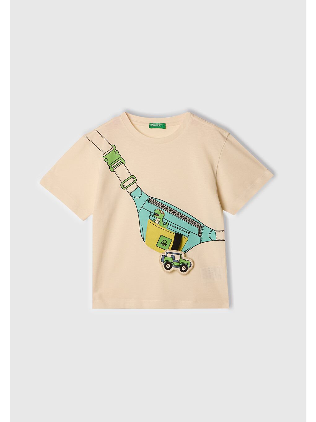 Erkek Çocuk Ekru 3d Baskılı T-shirt