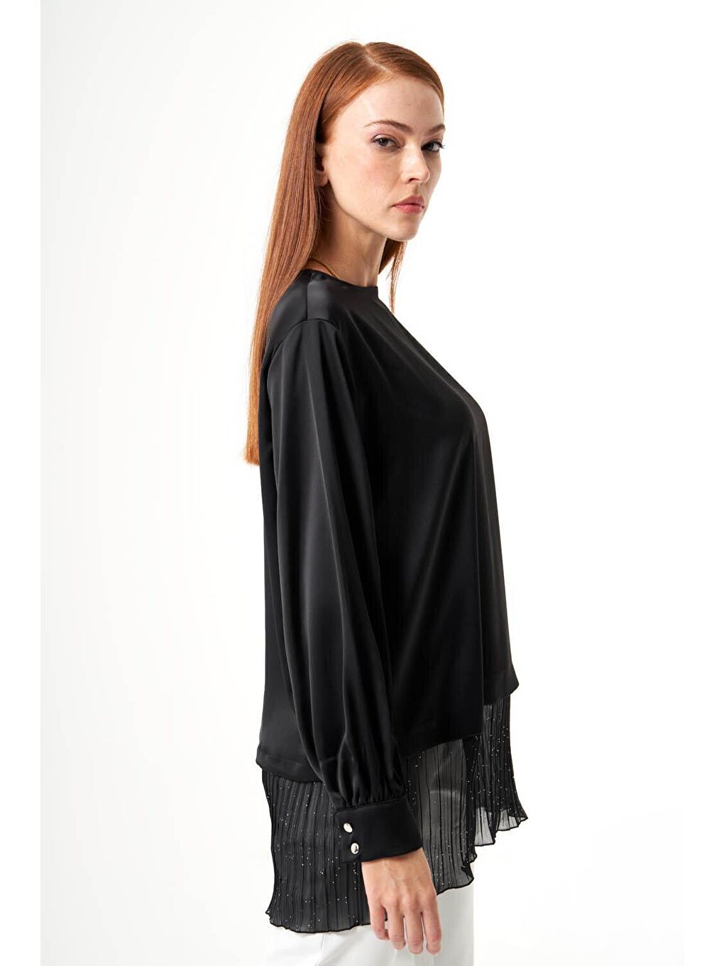 Simli Garnili Siyah Bluz-1