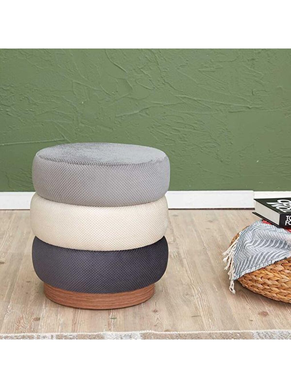 Karışık Silindir Puf - Renkli-2