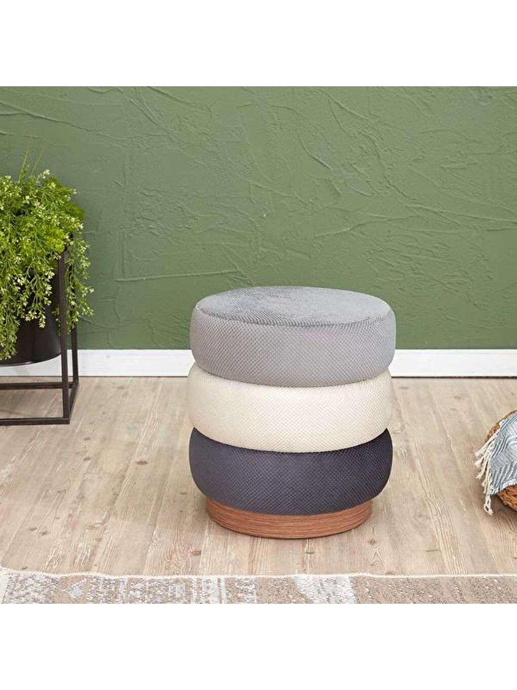 Karışık Silindir Puf - Renkli-3