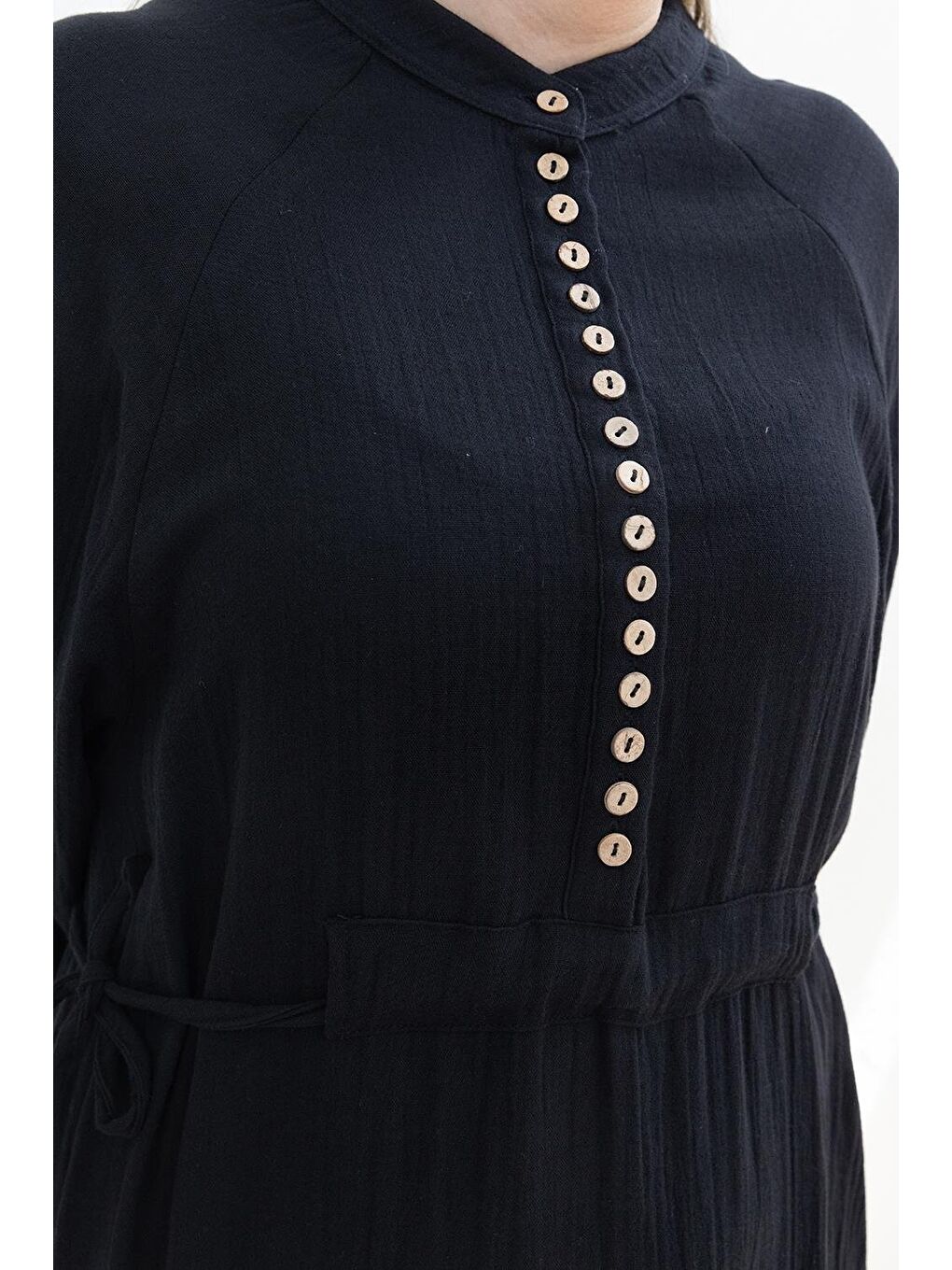 Siyah-Beli Bağlamalı Biritli Elbise-3