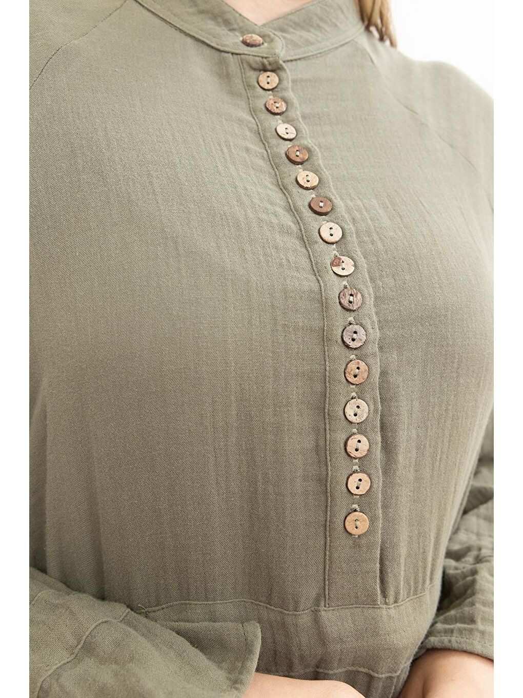 Haki-Beli Bağlamalı Biritli Elbise-4