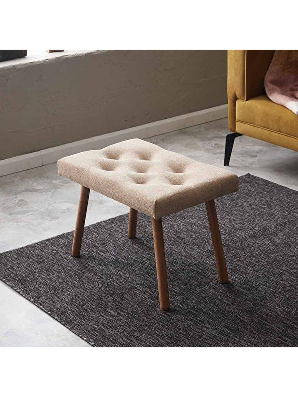 Masif Ayaklı Bench - Bej-2