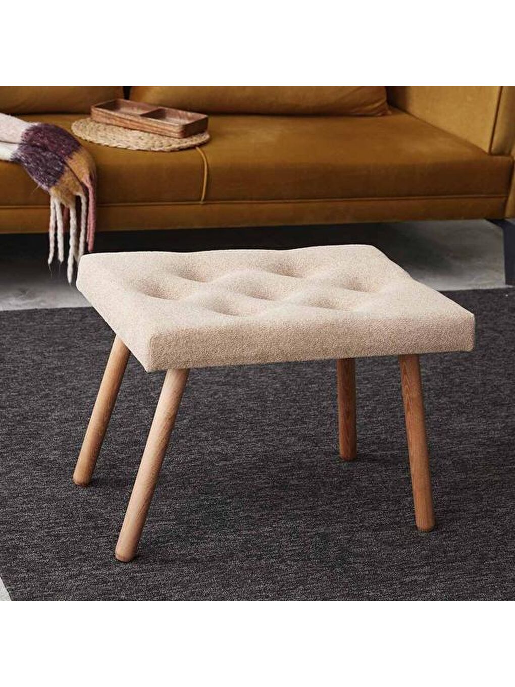 Masif Ayaklı Bench - Bej-7
