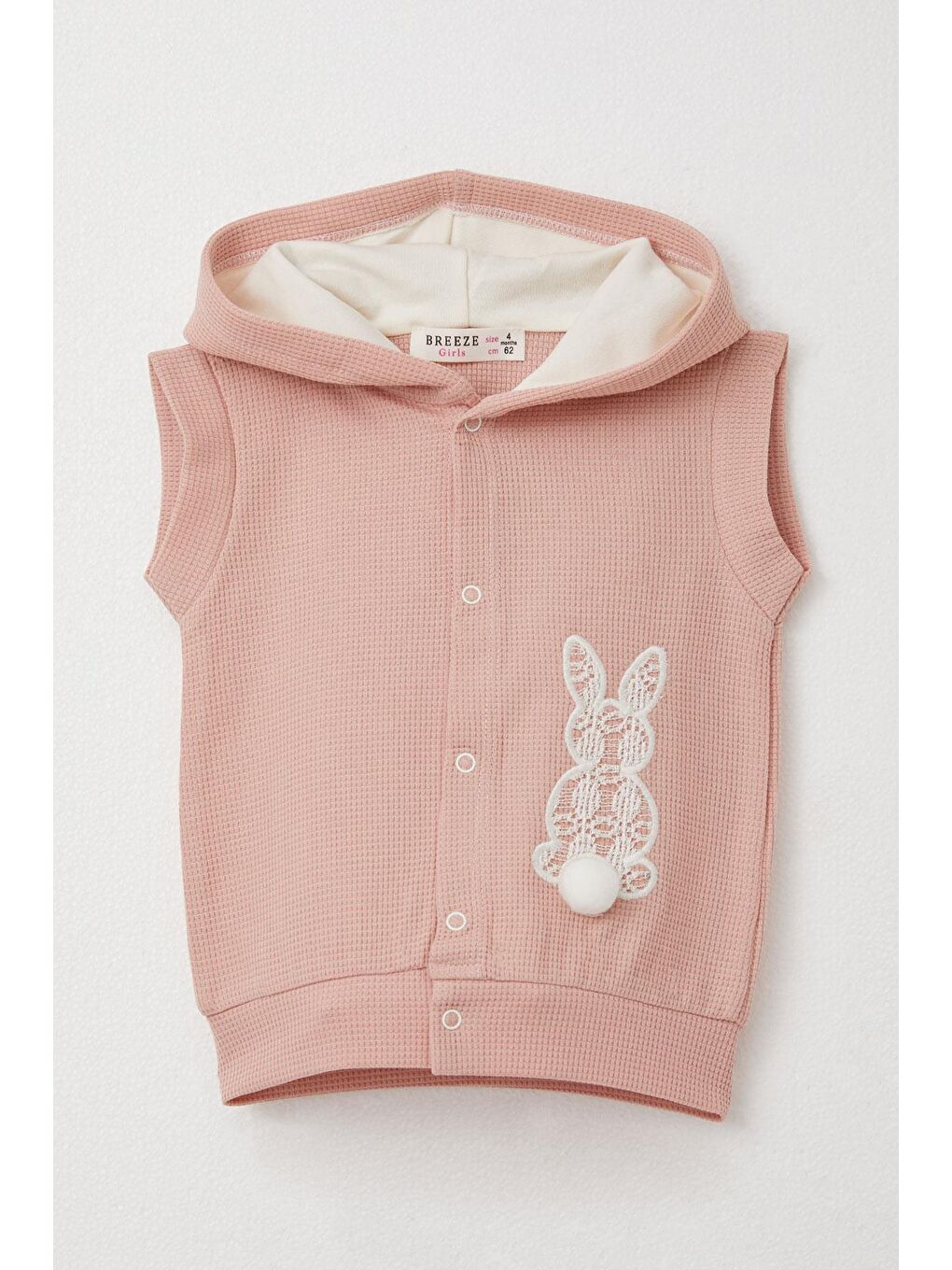 Pembe Kız Bebek Zıbınlı 3 Lü Takım Tavşan Nakışlı Ponponlu Gülkurusu (6-9 Ay)-3