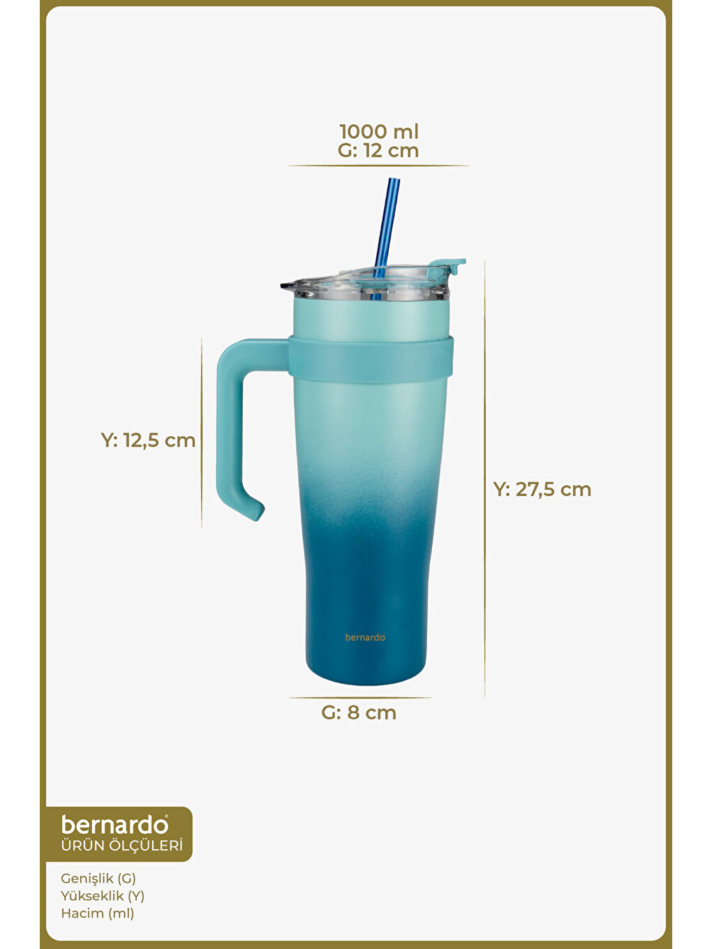 Alto Pipetli Termos Bardak Lacivert 1000ml-1