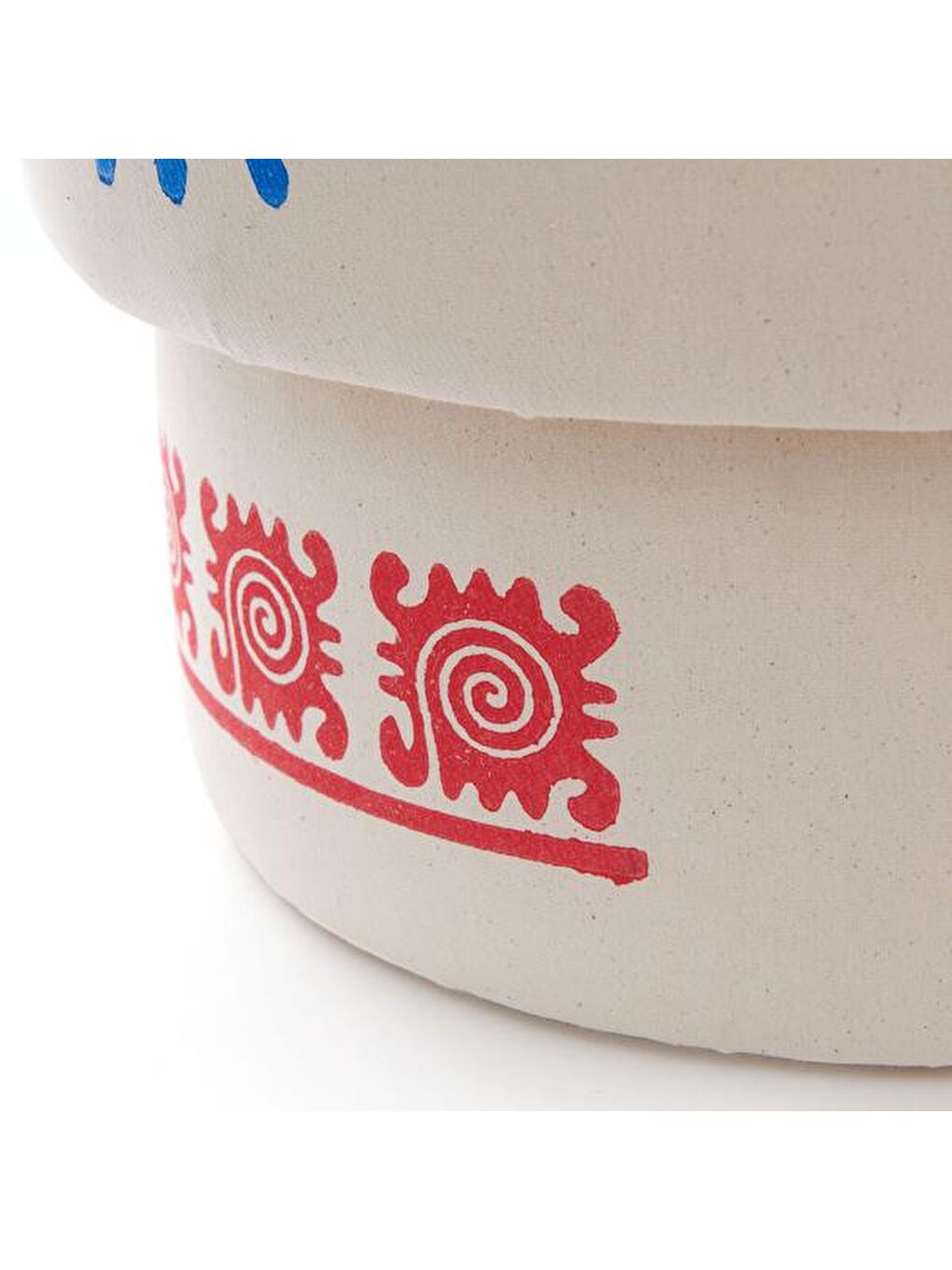 Ekru Felix Taş Baskı Handmade Puf - Krem-4