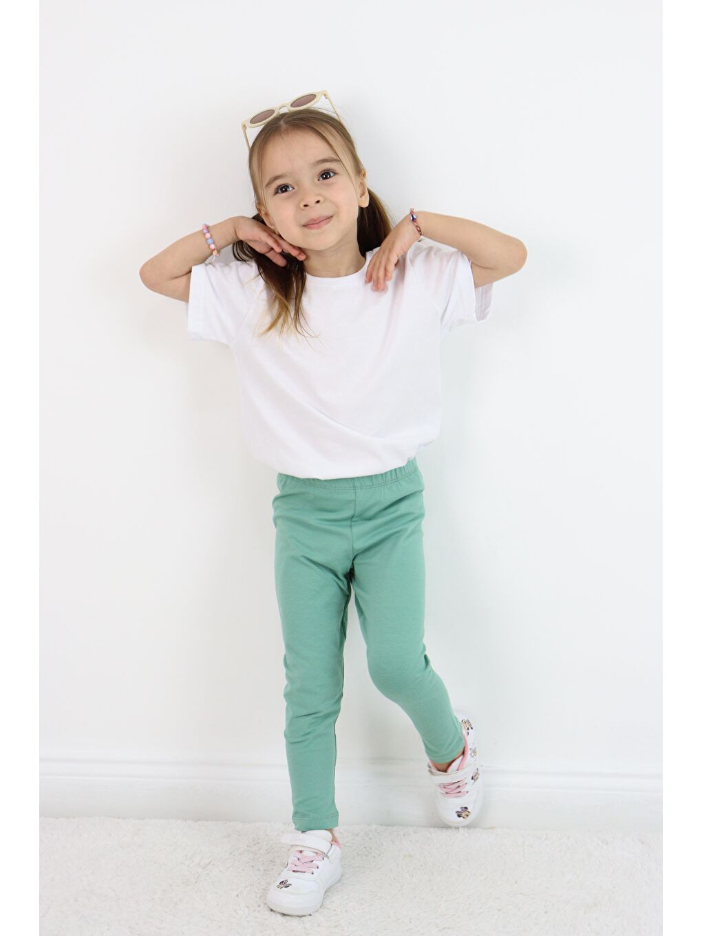 Yeşil Basic Kız Çocuk Tayt %100 Pamuk 6 Ay 5 Yaş-1