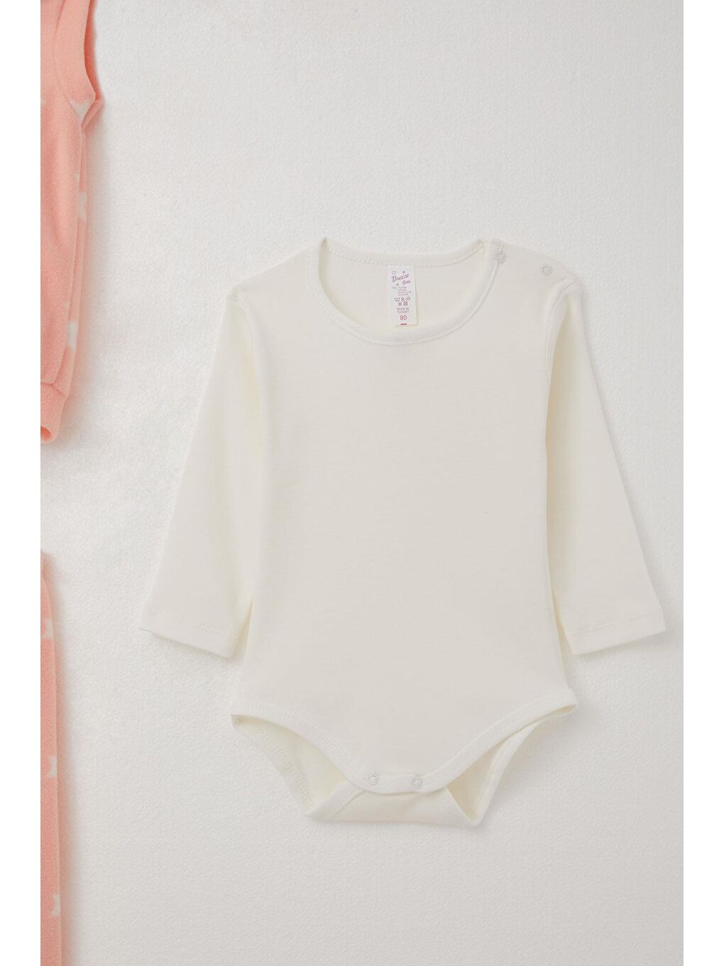 Pembe Kız Bebek Zıbınlı 3 Lü Takım Polar Yıldız Desenli Somon (6 Ay-1 Yaş)-1