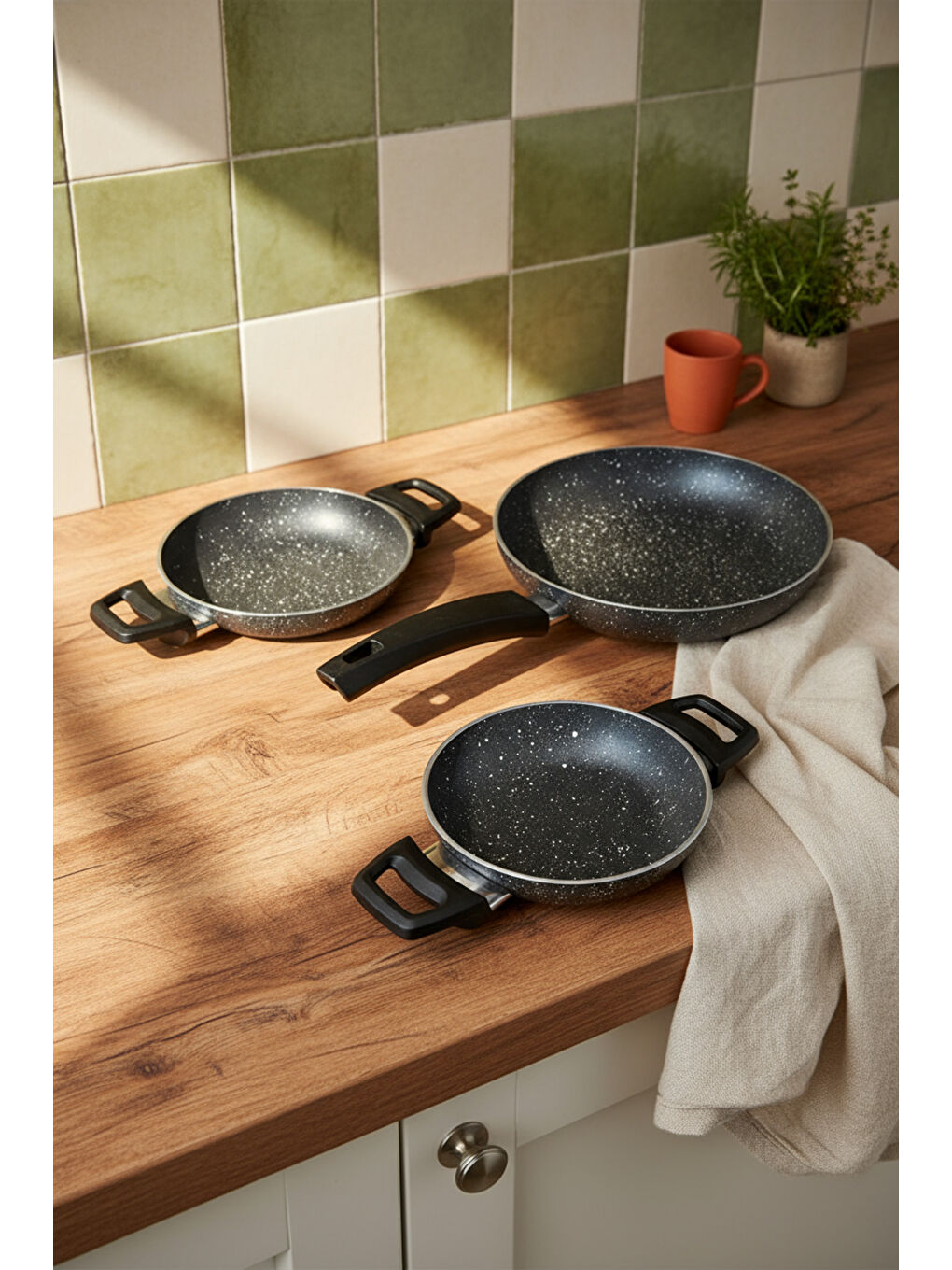 Athelas 3 Parça Tava ve Sahan Seti Gri