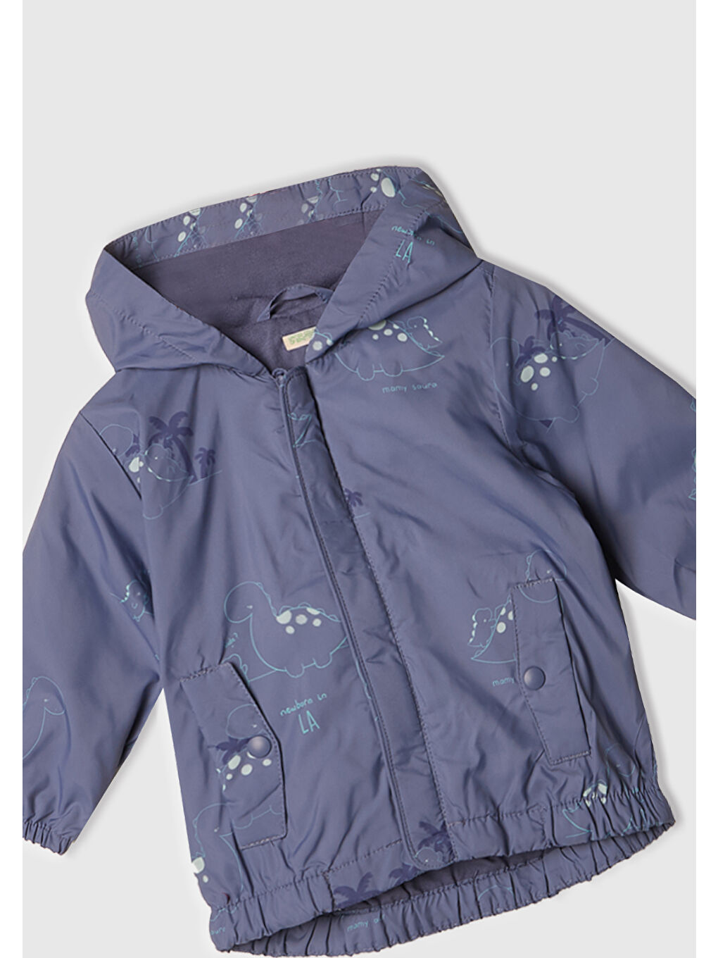 Bebek Mor Tamamı Baskılı Çift Cepli Kapüşonlu Yağmurluk-1