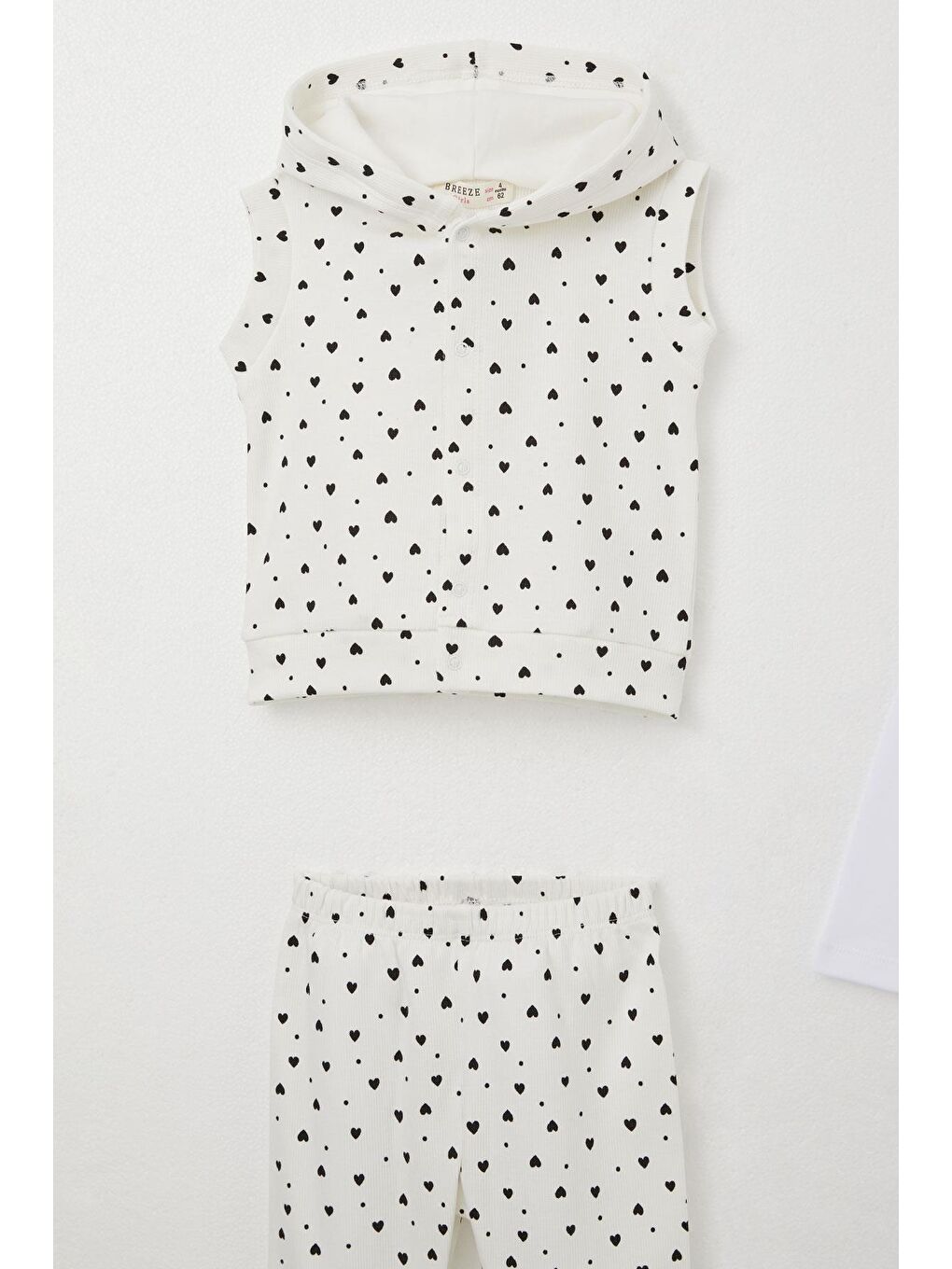 Kız Bebek Zıbınlı 3 Lü Takım Minik Kalp Desenli Beyaz (1 Yaş)-2