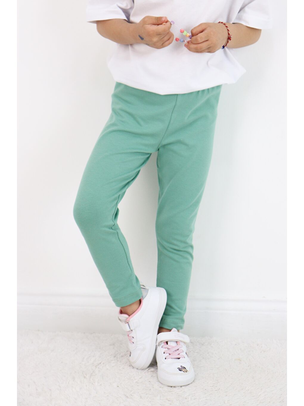 Yeşil Basic Kız Çocuk Tayt %100 Pamuk 6 Ay 5 Yaş-3