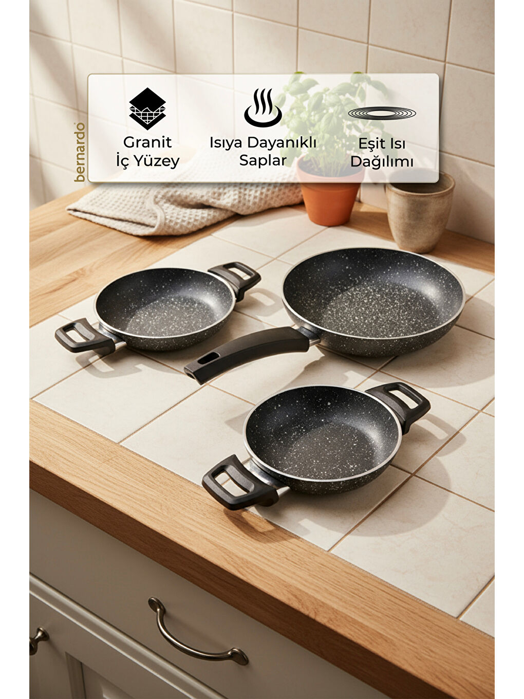 Athelas 3 Parça Tava ve Sahan Seti Gri-2