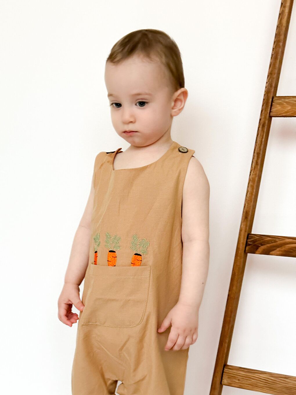 Kahverengi Nakışlı Yazlık Efil Tulum-3