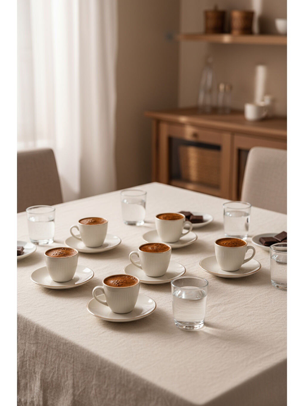 Sarı Supra 6 Kişilik Fincan Takımı Altın