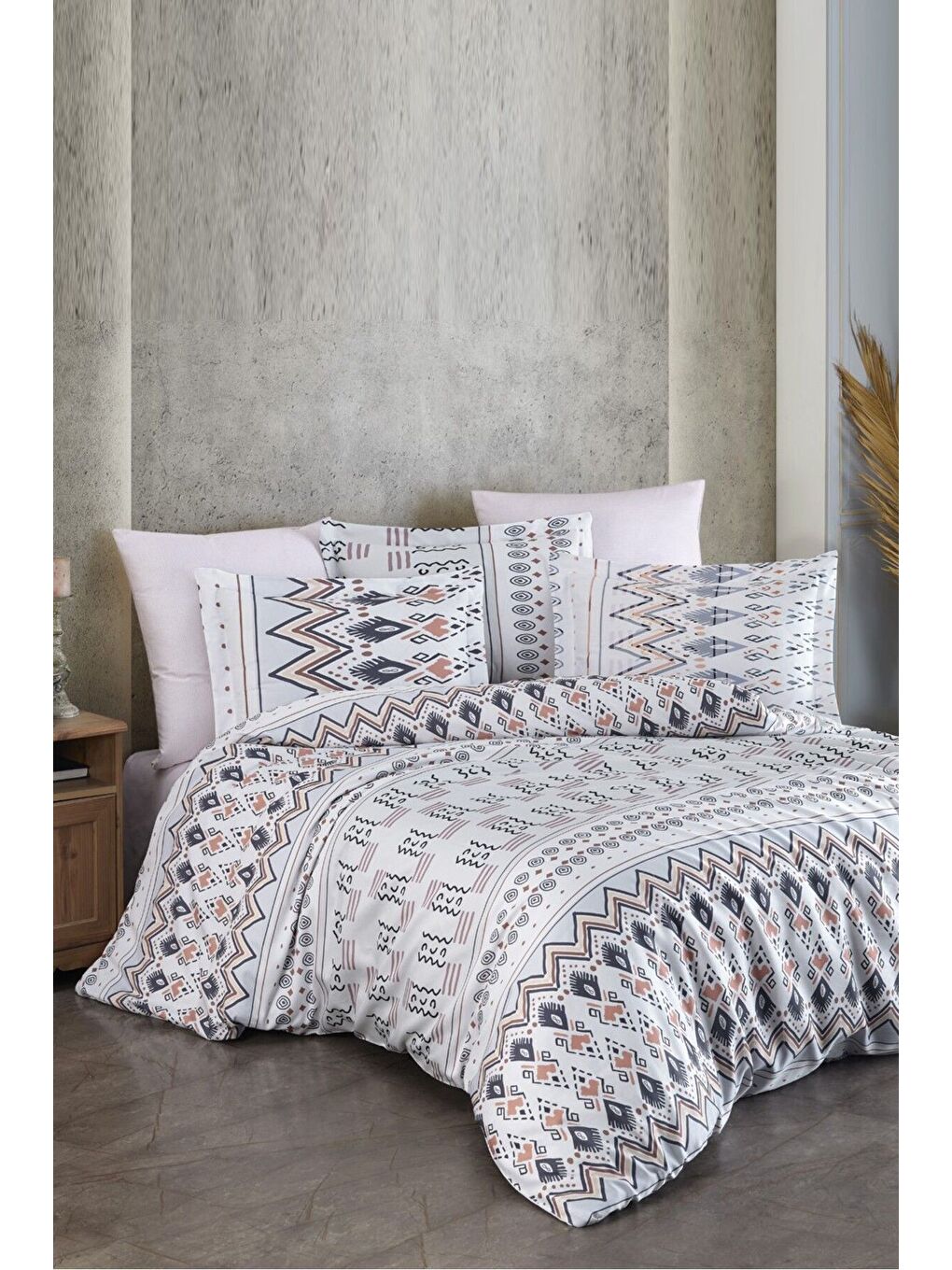 Karışık Tek Kişilik Bambu Saten Nevresim Takımı Corso