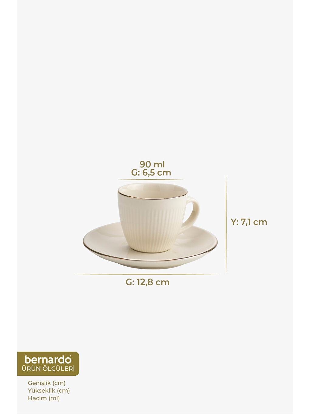 Sarı Supra 6 Kişilik Fincan Takımı Altın-1