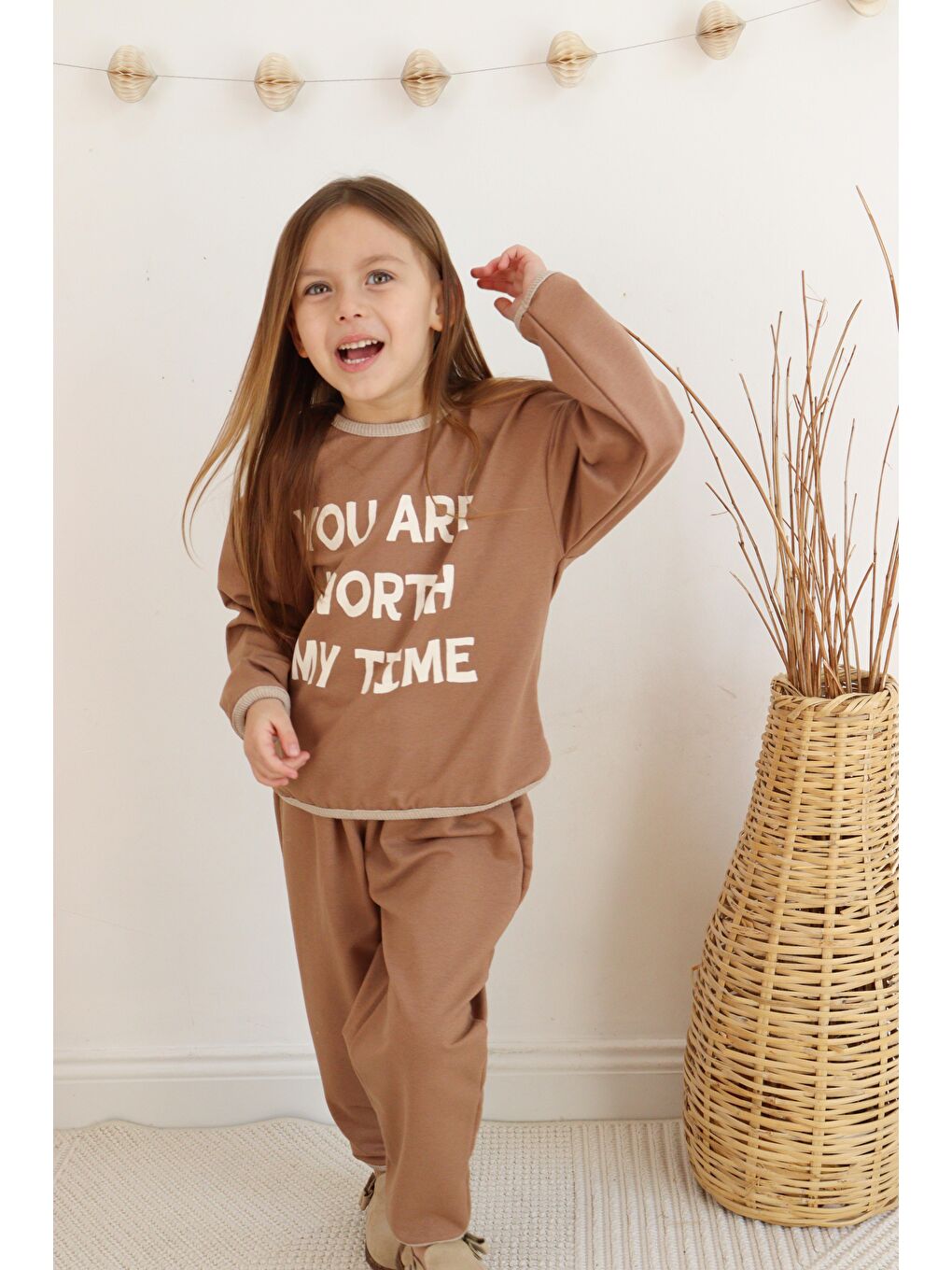 Kahverengi 2 Li Takım Baskılı İki İp-5