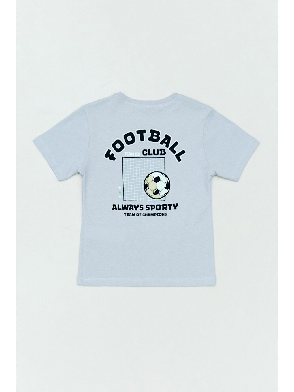 Gri %100 Pamuk Önü Ve Arkası Football Baskılı Erkek Çocuk Tişört-1