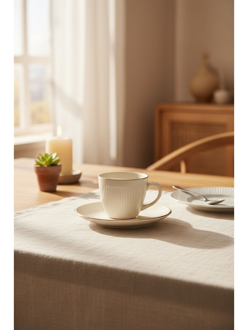 Sarı Supra 6 Kişilik Fincan Takımı Altın-2