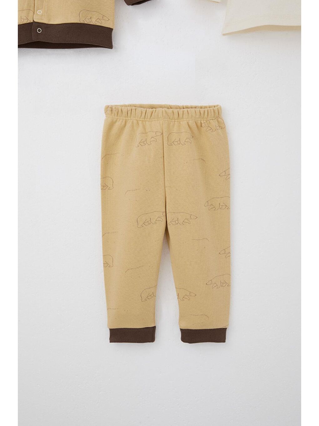 Erkek Bebek Bodyli 3 Lü Takım Kutup Ayısı Desenli Bej (4 Ay-1 Yaş)-1