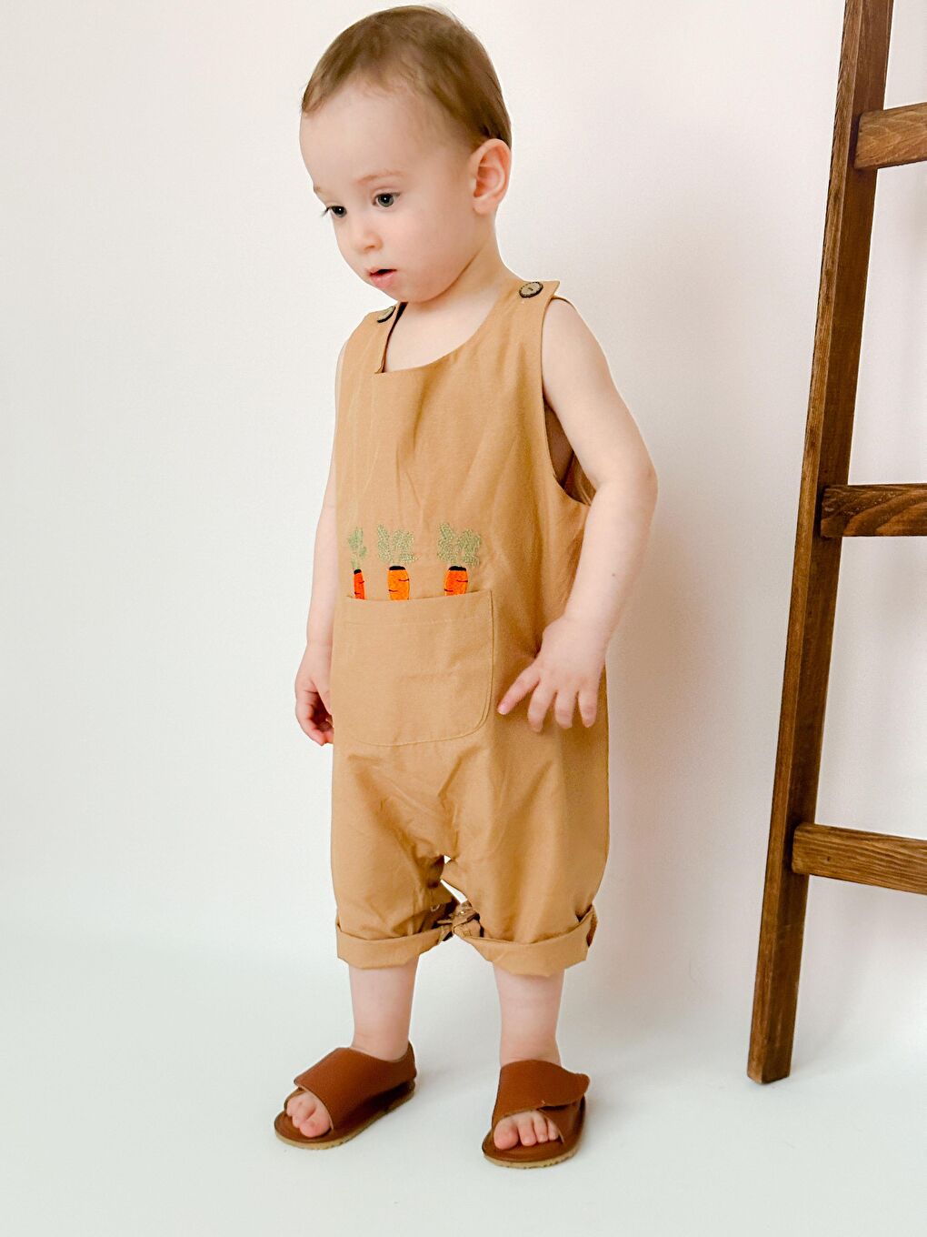 Kahverengi Nakışlı Yazlık Efil Tulum-8