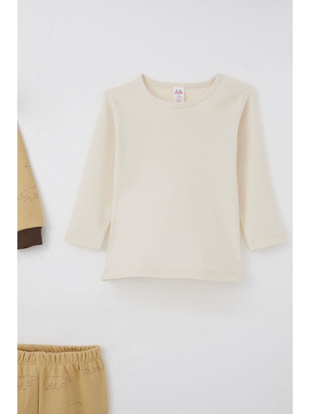 Erkek Bebek Bodyli 3 Lü Takım Kutup Ayısı Desenli Bej (4 Ay-1 Yaş)-3