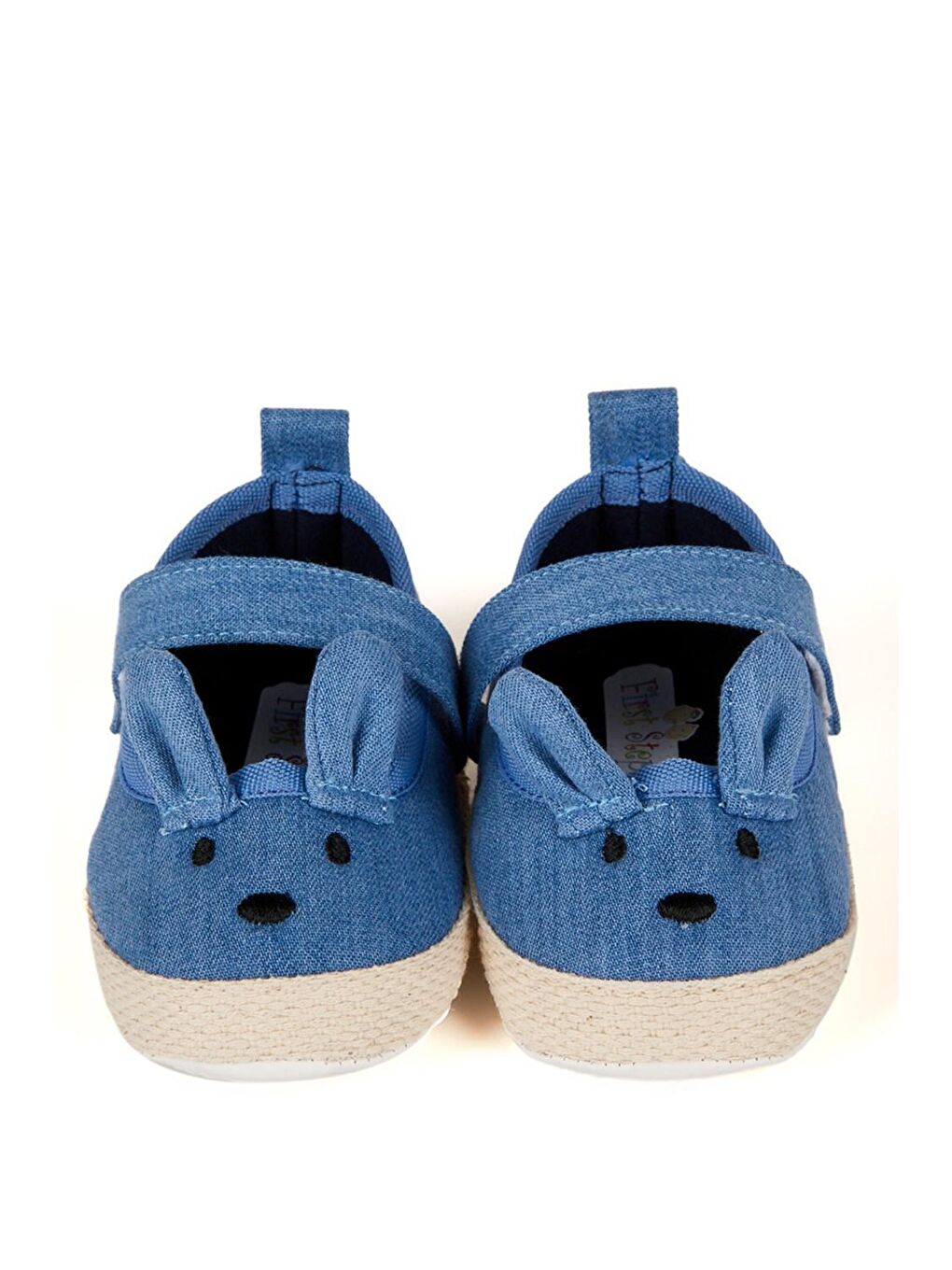 Mavi Tavşan Kız Bebek Cırtcırtlı Babet Patik-1