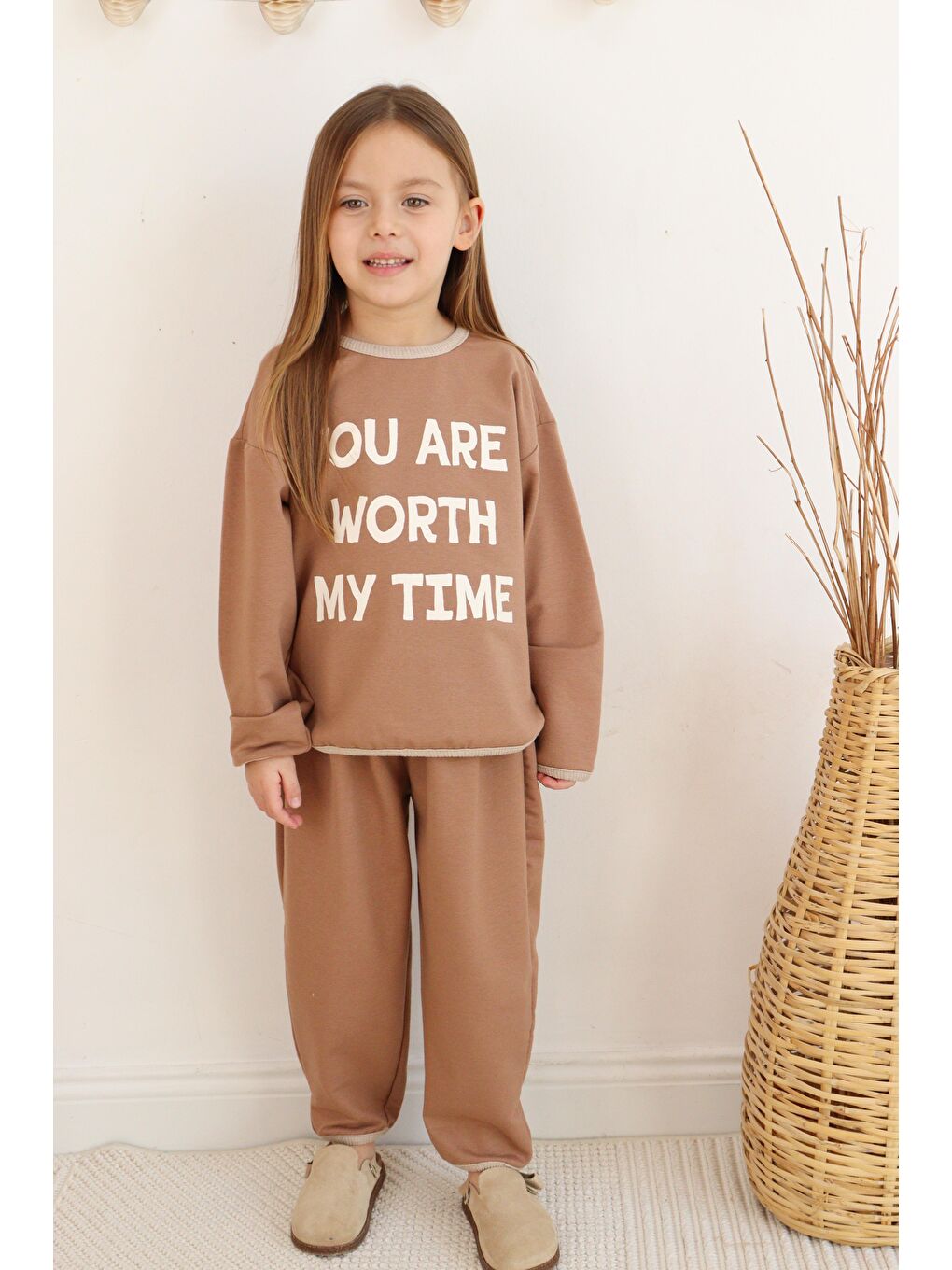 Kahverengi 2 Li Takım Baskılı İki İp-7