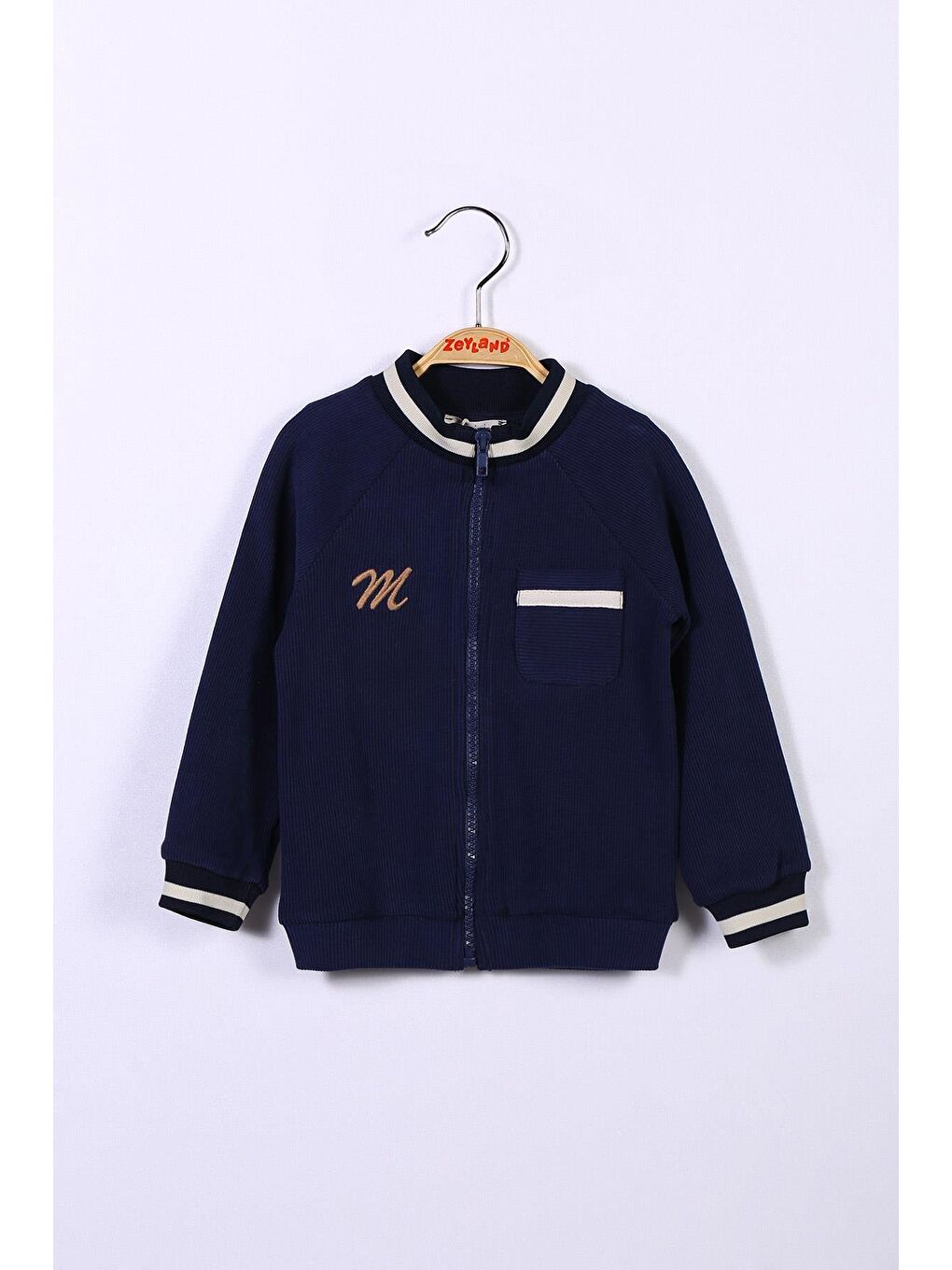 Lacivert Erkek Bebek Kaşkorse Fermuarlı Ceket-1