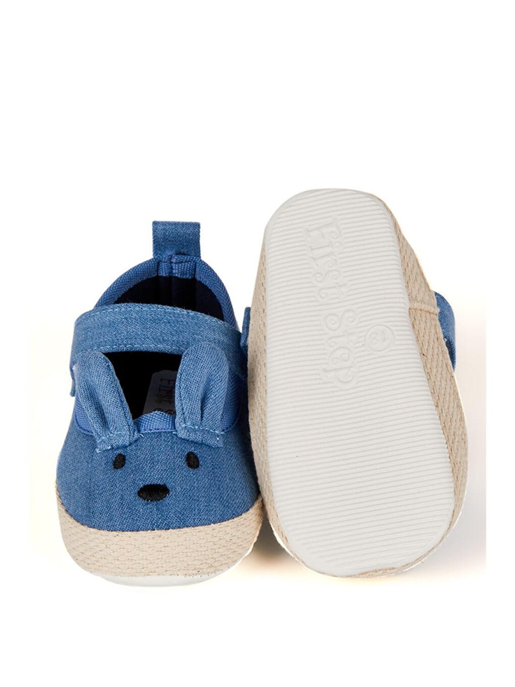 Mavi Tavşan Kız Bebek Cırtcırtlı Babet Patik-2