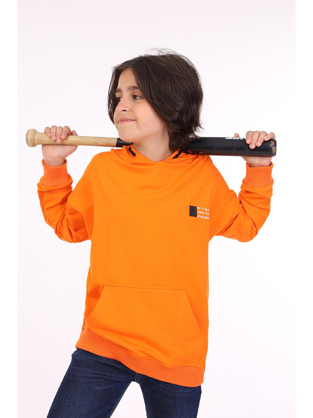 Turuncu Erkek Çocuk Baskılı Sweatshirt-1